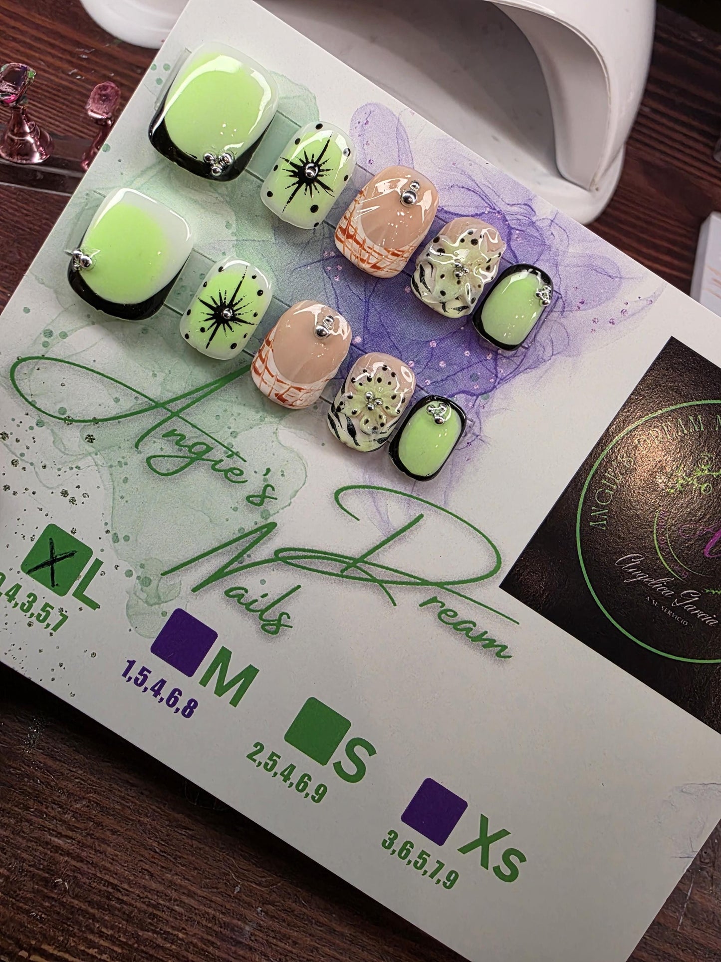 Zest Mode Handmade handpainted custom press on nails size L #0,4,3,5,7