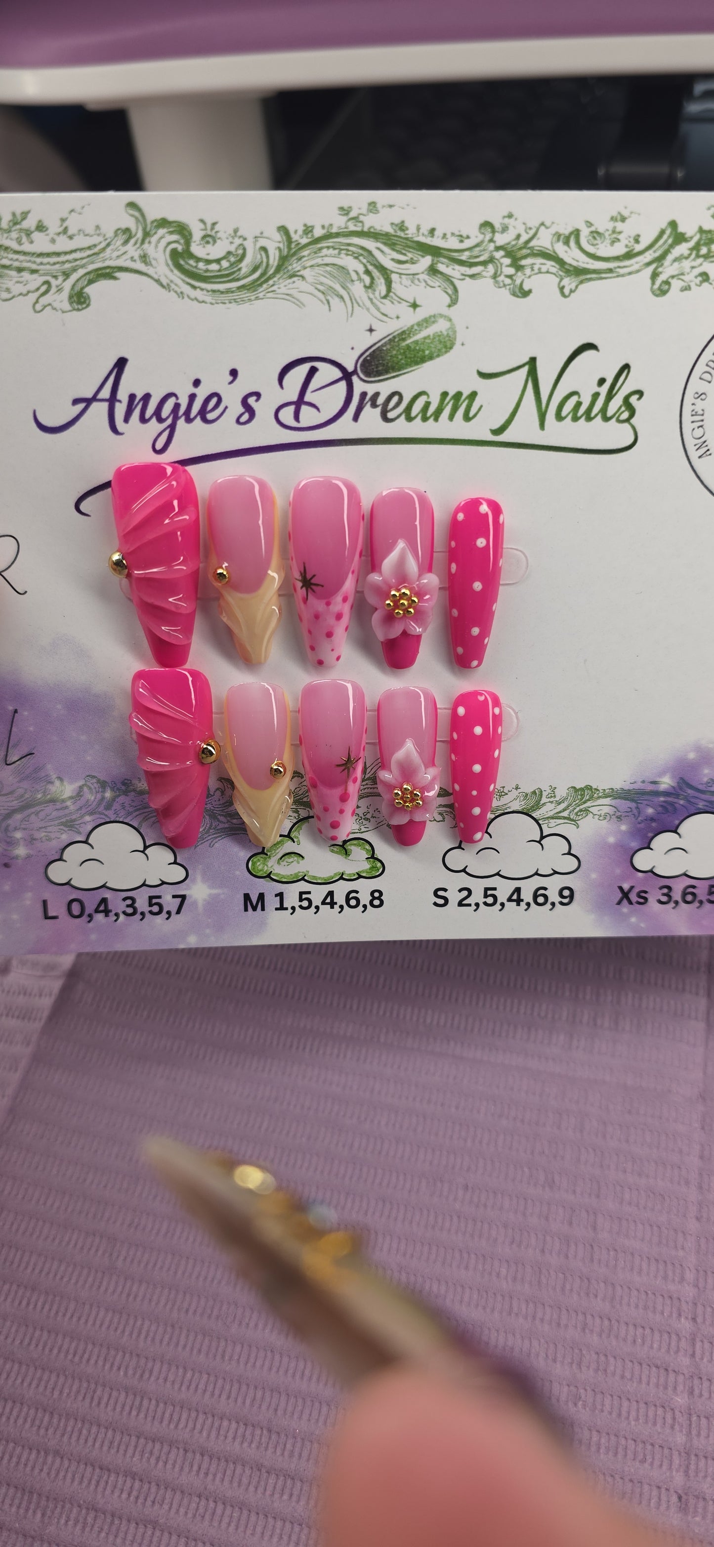 Pretty in pink 3D floral & pleated glamor press-on set