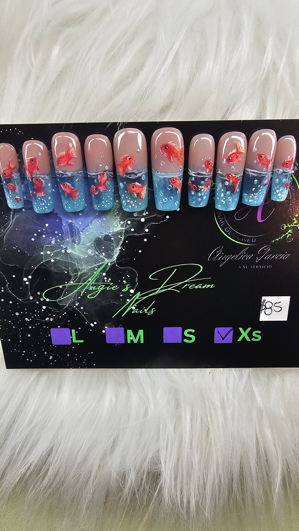 Glub Glub Goldfish | Custom Hand-Painted 3D Water Press-On Nails