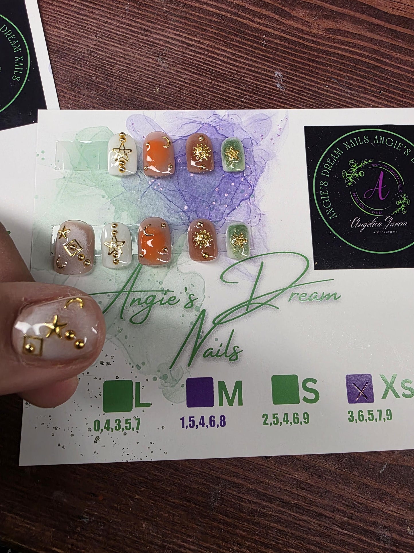 Celestial moon and stars charm press on nails in a size xs 3,6,5,7,9 ready to ship