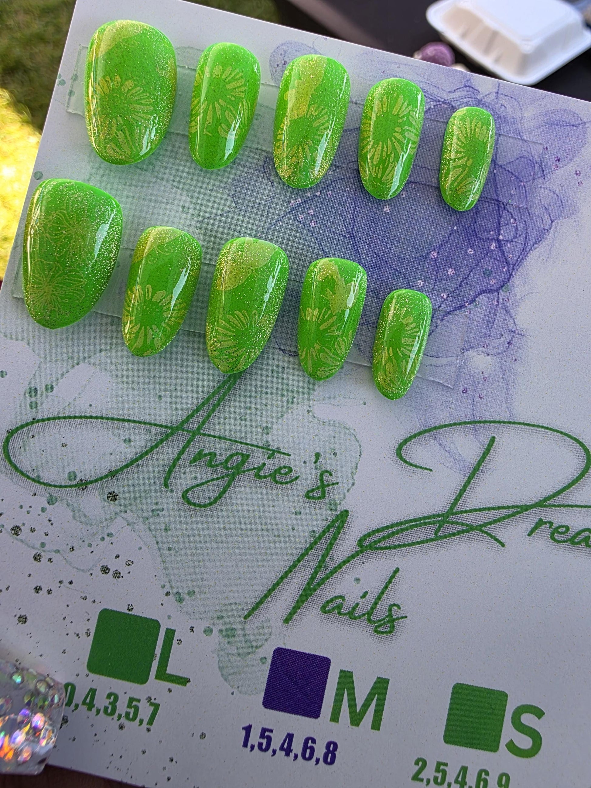 Glow Garden bright green with a floral surprise