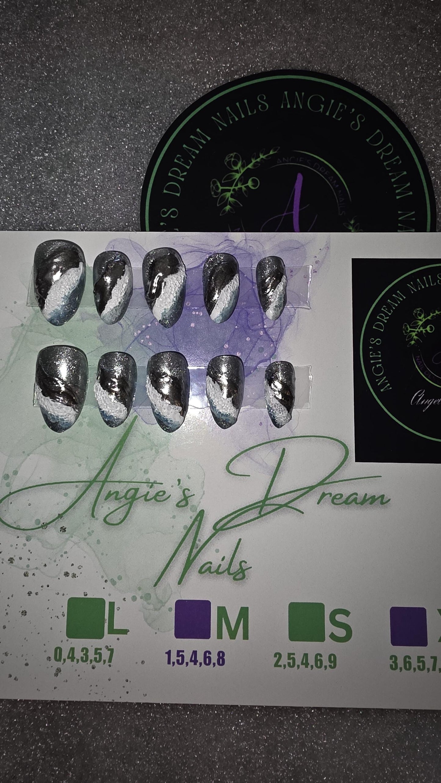 Metalic waves ]oceanvibes]press on nails]sea]chrome nails