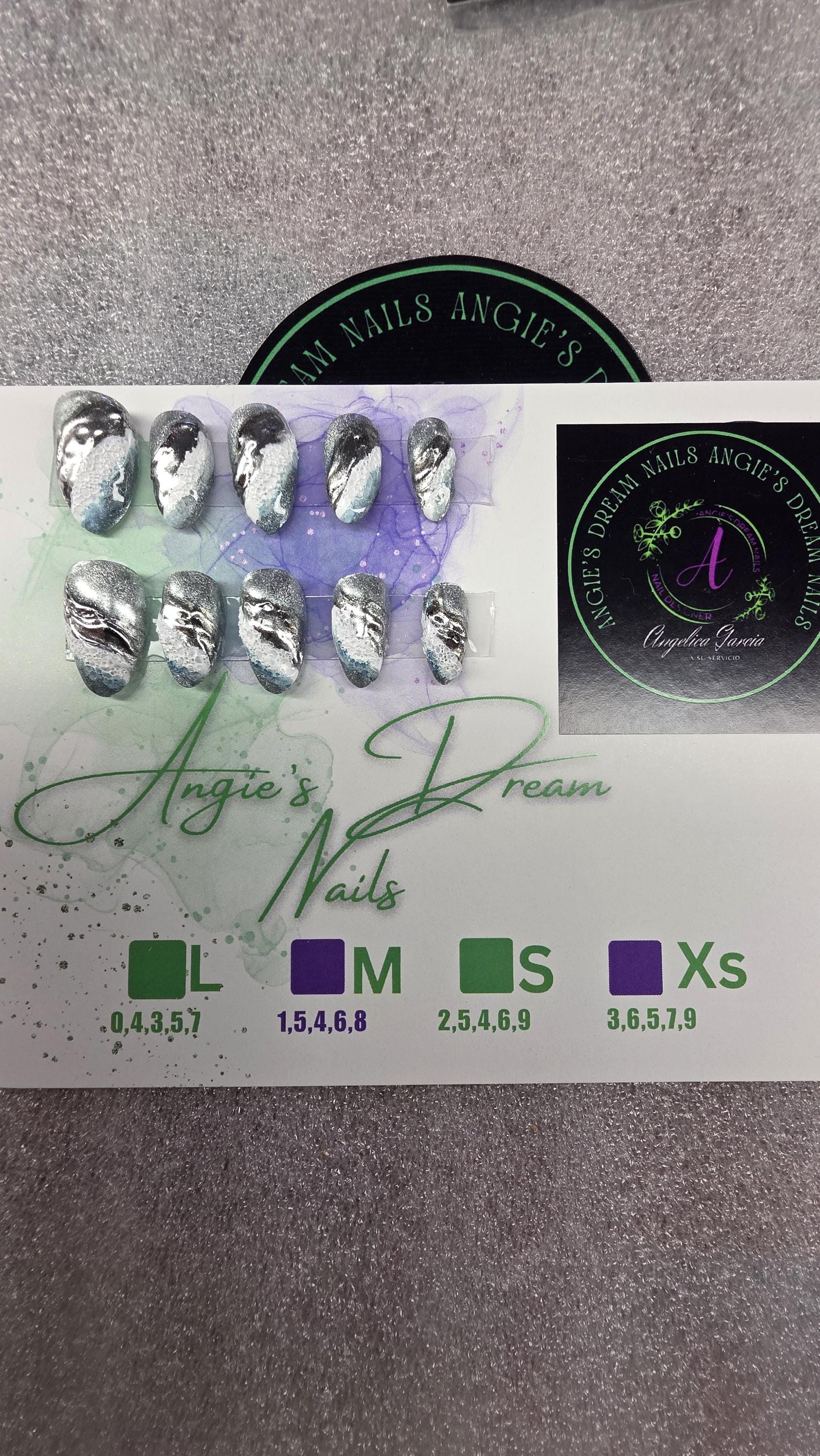 Metalic waves ]oceanvibes]press on nails]sea]chrome nails