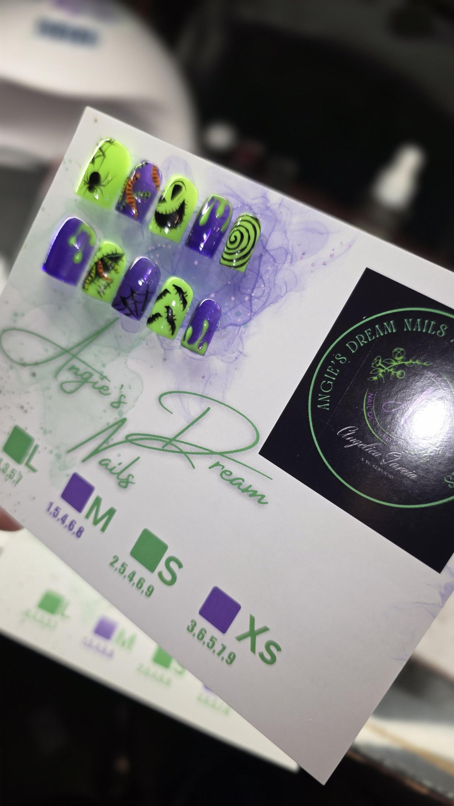 Halloween glow in the dark press on nails xshort squared