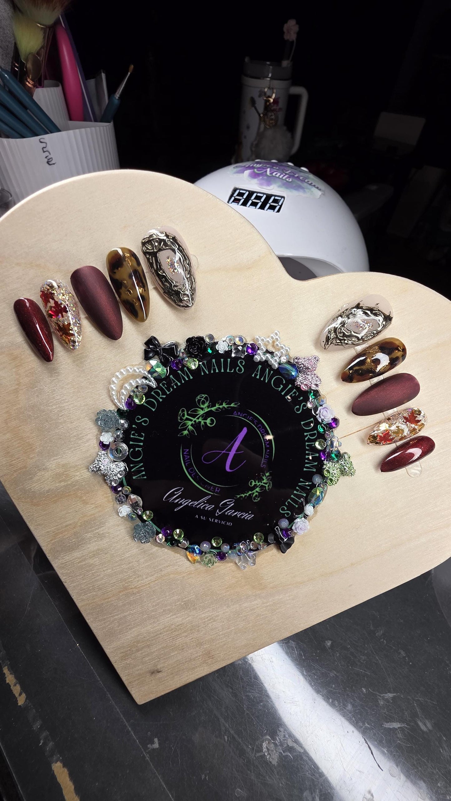 Autumn nails press on nails hand painted salon quality