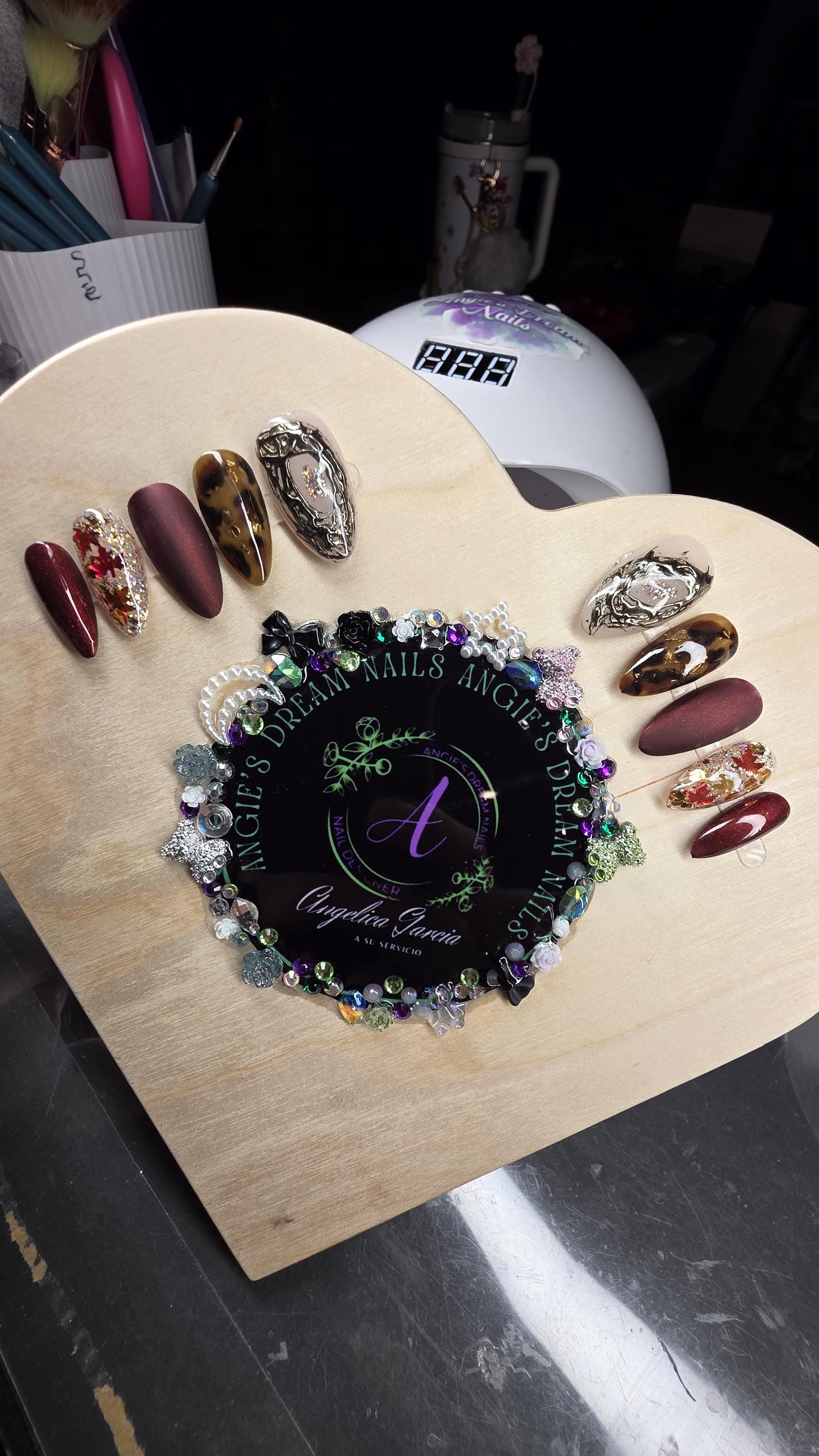 Autumn nails press on nails hand painted salon quality