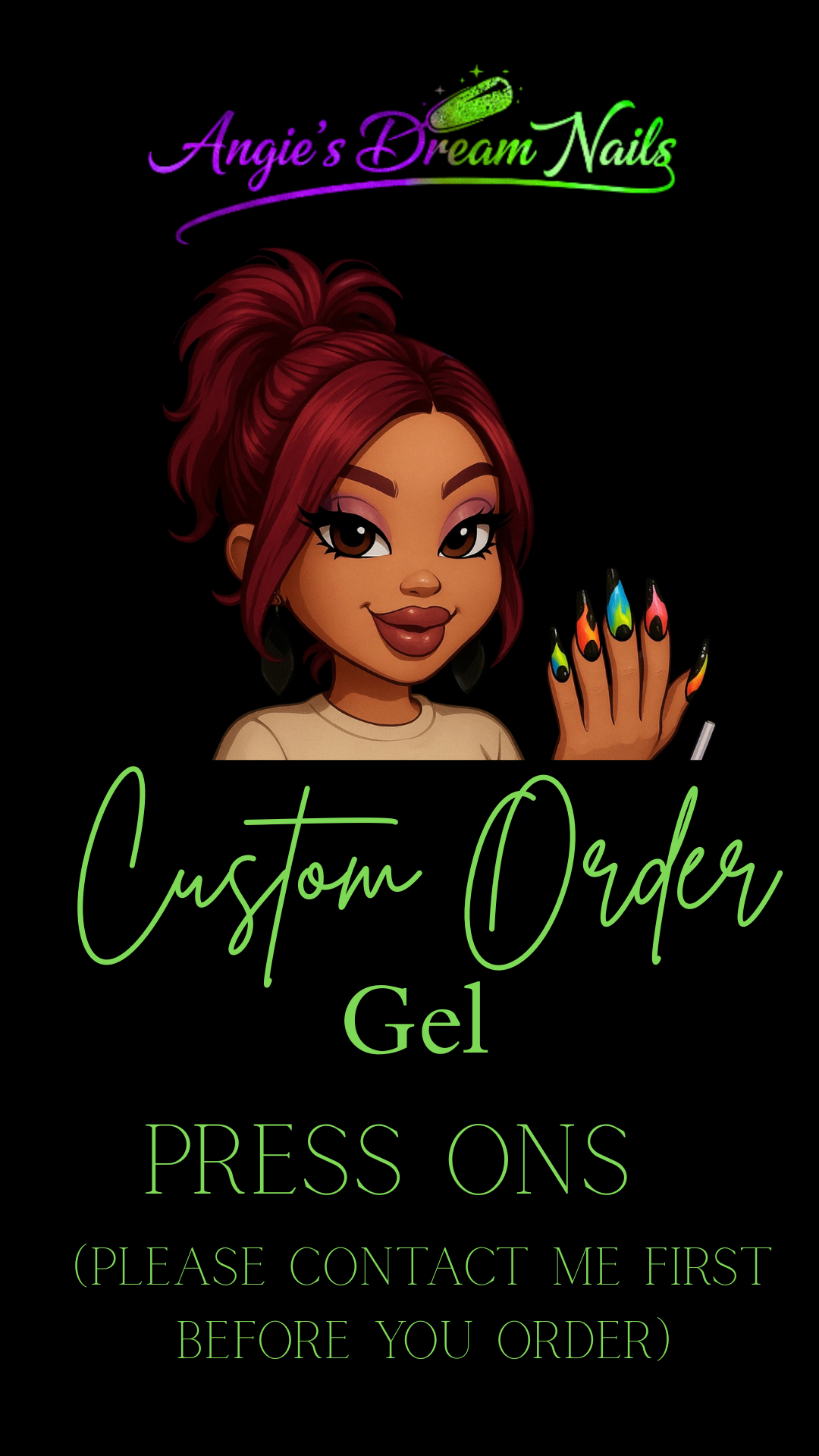 CUSTOM GEL PRESS ON NAILS (after choosing length go to add ons  )