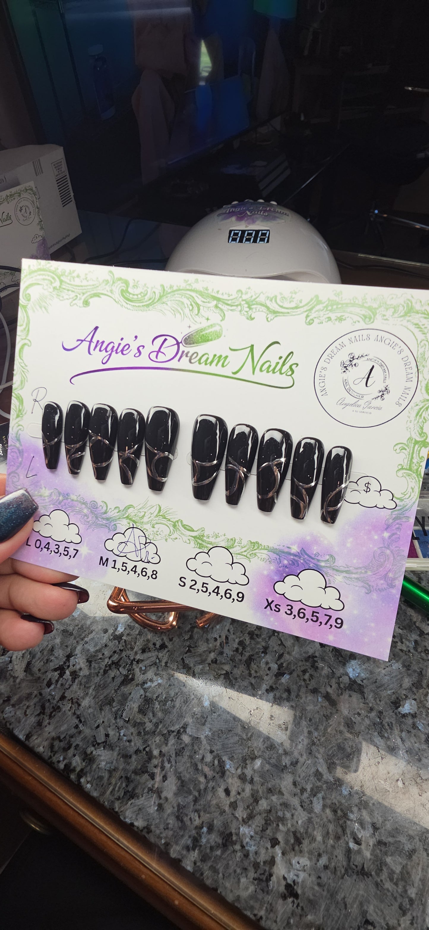 Midnight metal custom abstract silver chrome press on nails