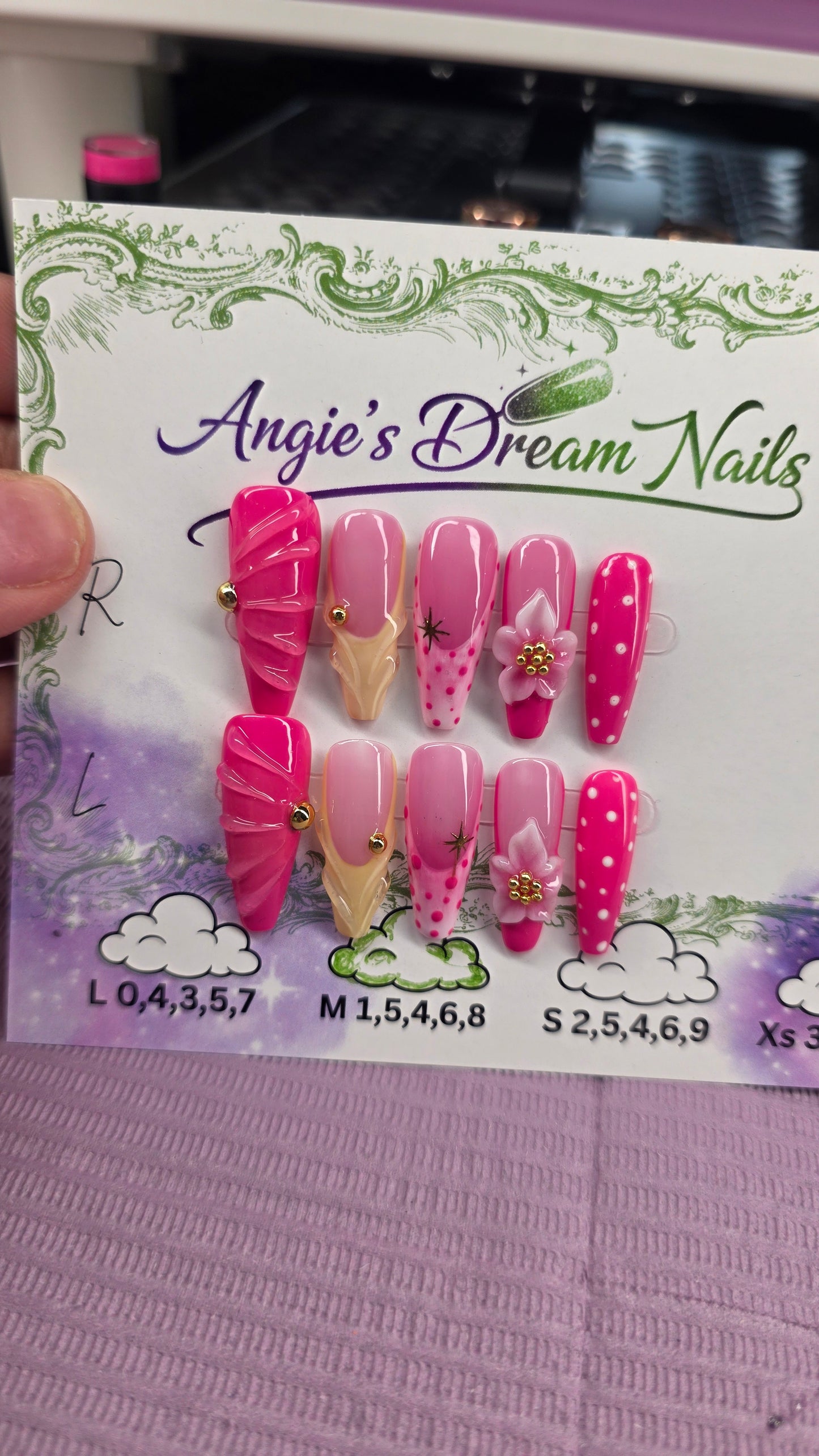 Pretty in pink 3D floral & pleated glamor press-on set