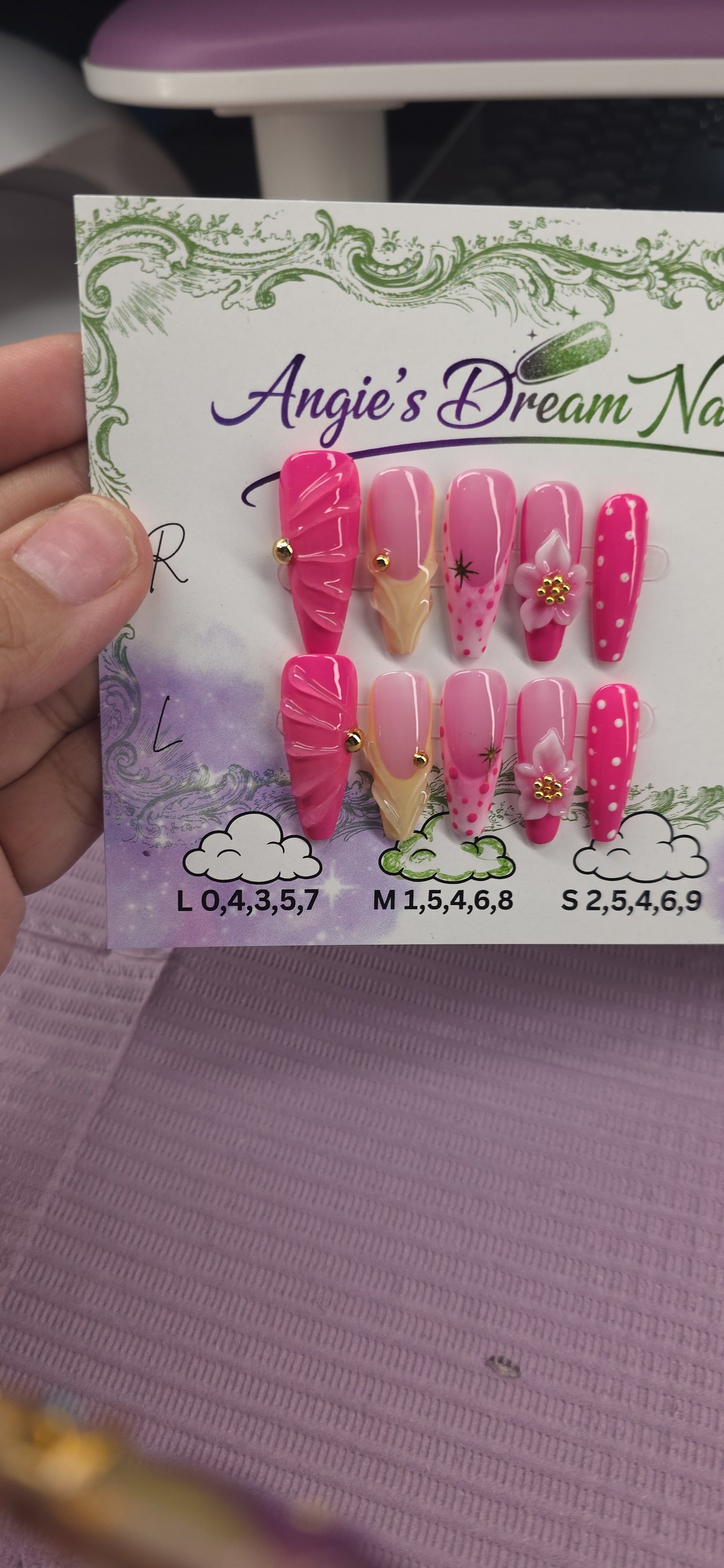 Pretty in pink 3D floral & pleated glamor press-on set