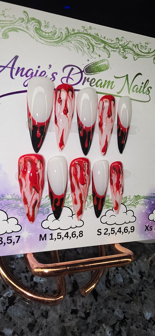 Vampy Drip | Hand-Painted Blood Drip Press-On Nails